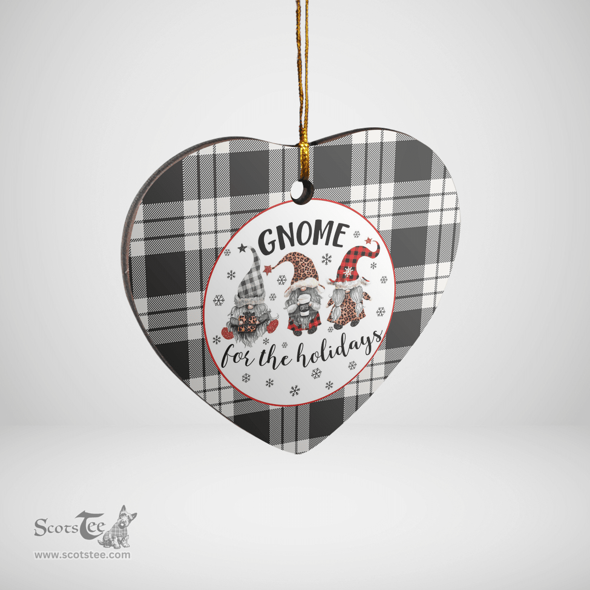 Scottish MacFarlane Black & White Ancient Clan Tartan Ceramic Ornament - Gnome Heart Style Scottish Plaid Tartan Plaid