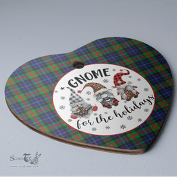 Scottish Gunn Clan Tartan Ceramic Ornament - Gnome Heart Style Scottish Plaid Tartan Plaid
