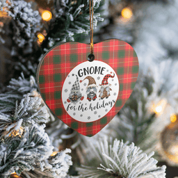 Scottish MacFie Clan Tartan Ceramic Ornament - Gnome Heart Style Scottish Plaid Tartan Plaid