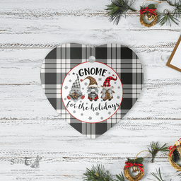 Scottish MacFarlane Black & White Ancient Clan Tartan Ceramic Ornament - Gnome Heart Style Scottish Plaid Tartan Plaid