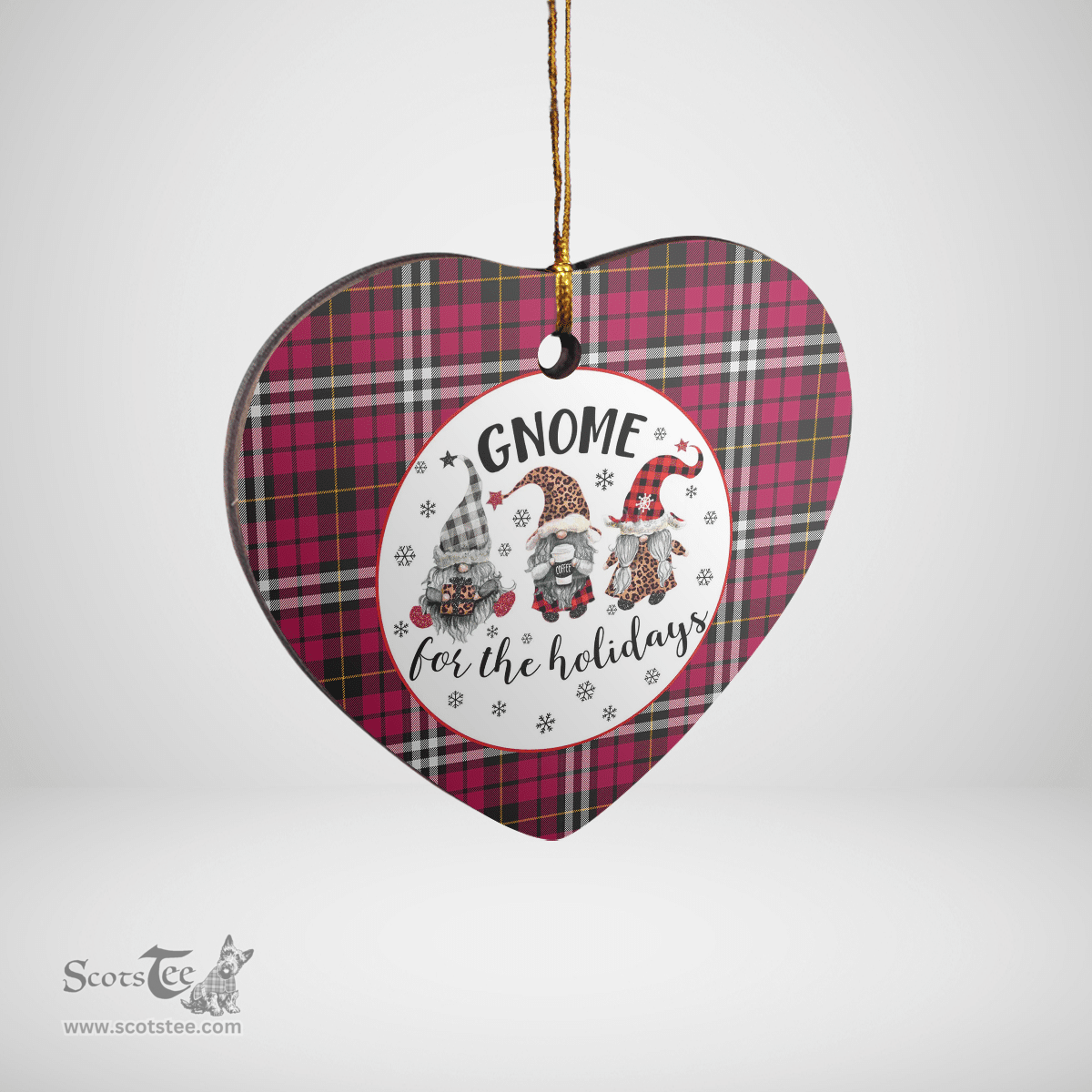 Scottish Little Clan Tartan Ceramic Ornament - Gnome Heart Style Scottish Plaid Tartan Plaid