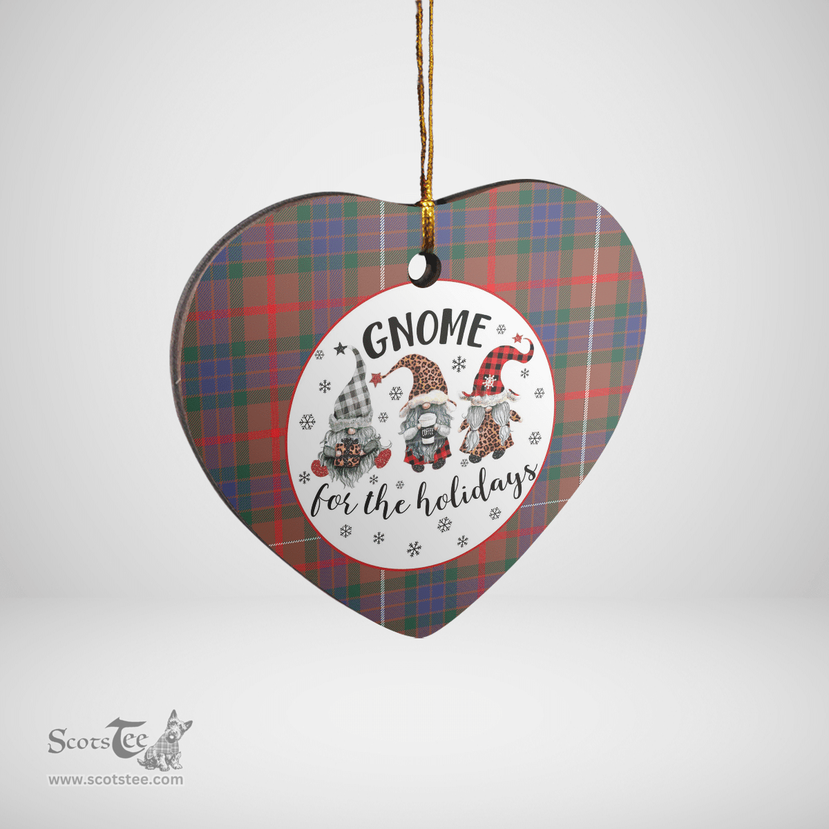 Scottish Fraser Hunting Modern Clan Tartan Ceramic Ornament - Gnome Heart Style Scottish Plaid Tartan Plaid