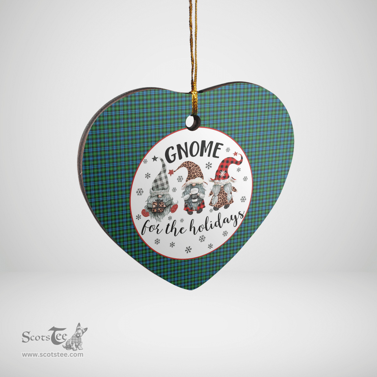 Scottish Lammie Clan Tartan Ceramic Ornament - Gnome Heart Style Scottish Plaid Tartan Plaid