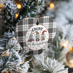 Scottish MacFarlane Black & White Ancient Clan Tartan Ceramic Ornament - Gnome Heart Style Scottish Plaid Tartan Plaid