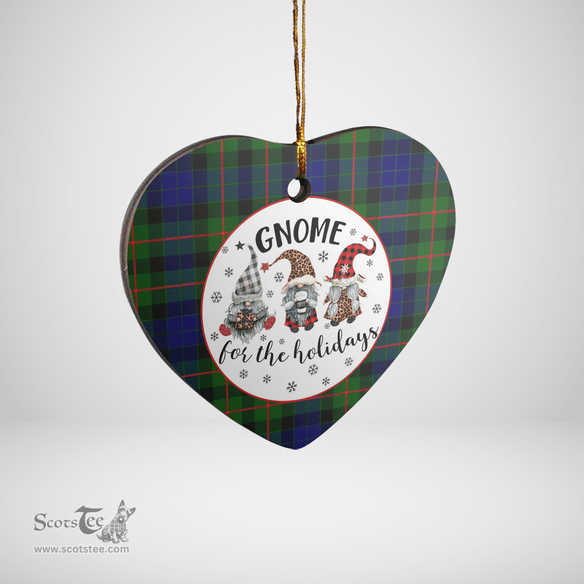 Scottish Gunn Modern  Clan Tartan Ceramic Ornament - Gnome Heart Style Scottish Plaid Tartan Plaid