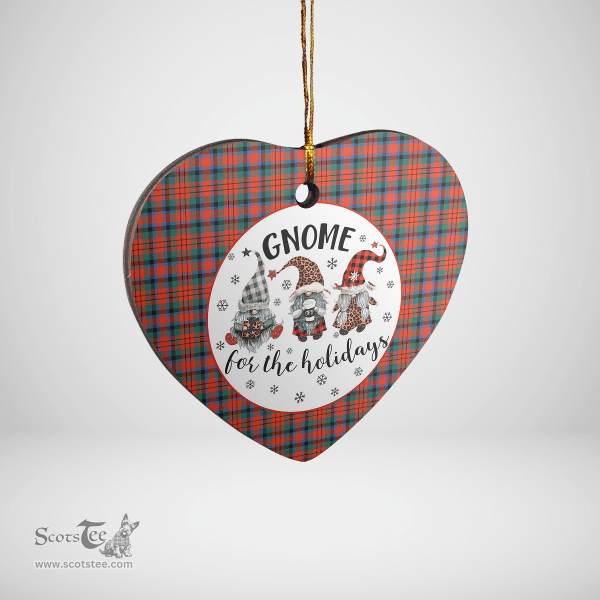 Scottish MacDuff Ancient Clan Tartan Ceramic Ornament - Gnome Heart Style Scottish Plaid Tartan Plaid