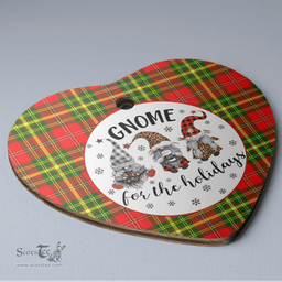 Scottish Leask Clan Tartan Ceramic Ornament - Gnome Heart Style Scottish Plaid Tartan Plaid