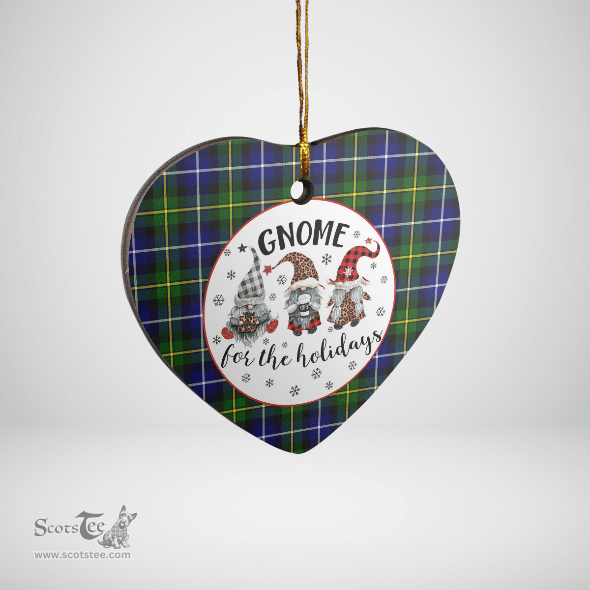 Scottish MacNeil of Barra Modern Clan Tartan Ceramic Ornament - Gnome Heart Style Scottish Plaid Tartan Plaid