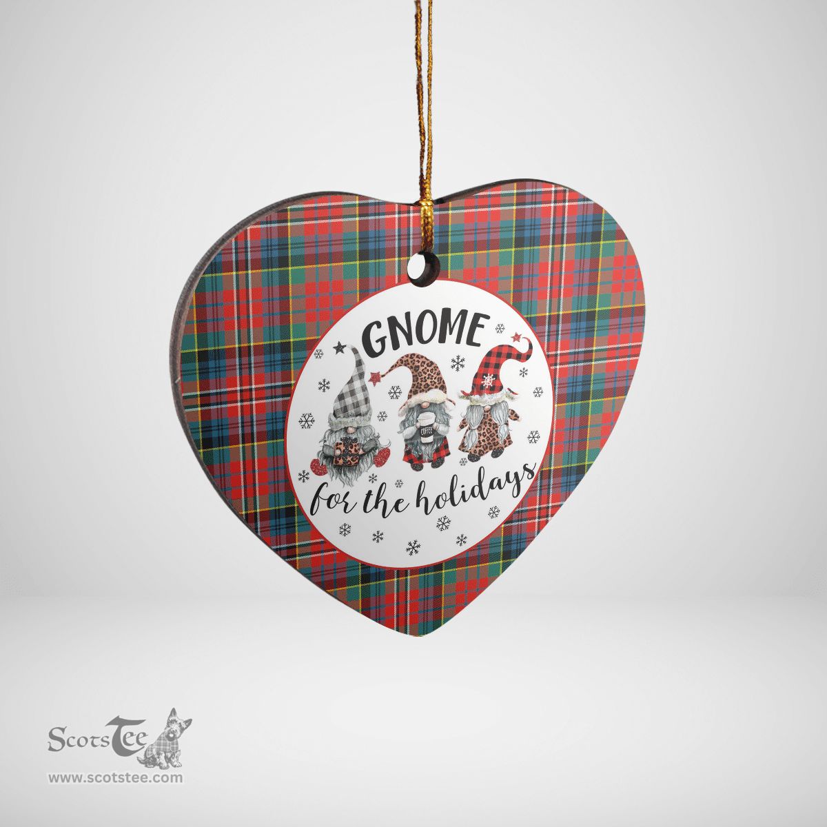 Scottish MacPherson Ancient Clan Tartan Ceramic Ornament - Gnome Heart Style Scottish Plaid Tartan Plaid