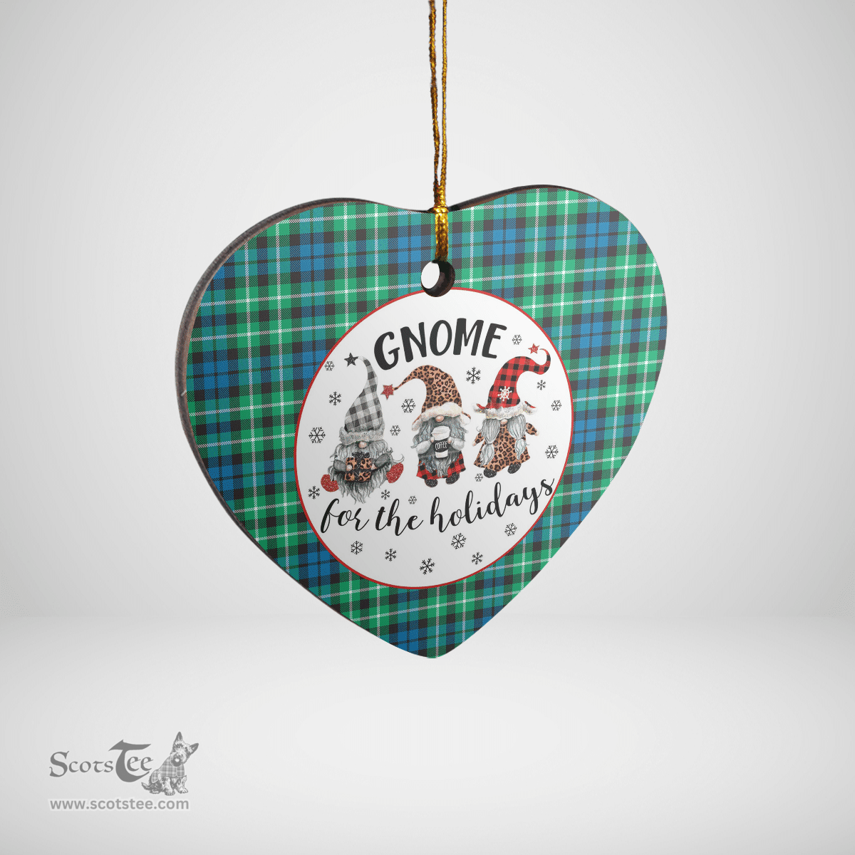 Scottish Graham of Montrose Ancient Clan Tartan Ceramic Ornament - Gnome Heart Style Scottish Plaid Tartan Plaid