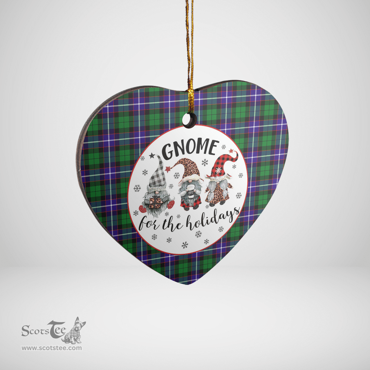 Scottish Hunter Clan Tartan Ceramic Ornament - Gnome Heart Style Scottish Plaid Tartan Plaid
