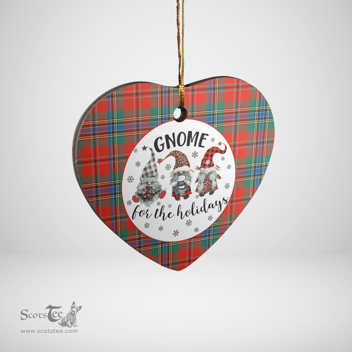 Scottish MacLean of Duart Ancient Clan Tartan Ceramic Ornament - Gnome Heart Style Scottish Plaid Tartan Plaid
