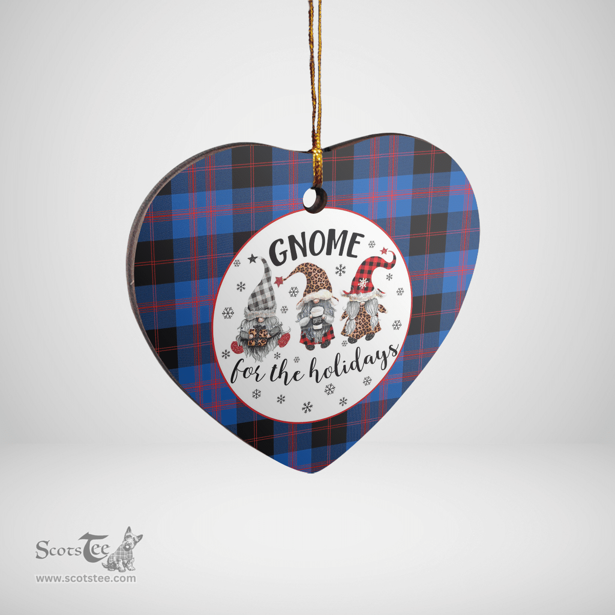Scottish Angus Modern Clan Tartan Ceramic Ornament - Gnome Heart Style Scottish Plaid Tartan Plaid