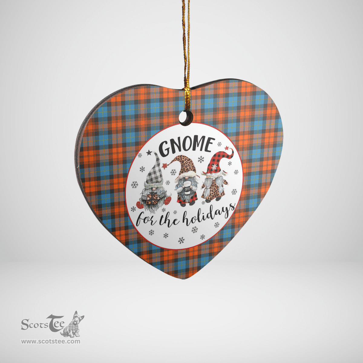 Scottish MacLachlan Ancient Clan Tartan Ceramic Ornament - Gnome Heart Style Scottish Plaid Tartan Plaid