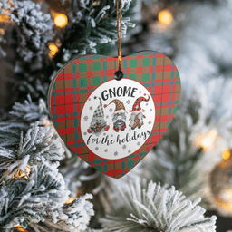 Scottish McIlvian Clan Tartan Ceramic Ornament - Gnome Heart Style Scottish Plaid Tartan Plaid