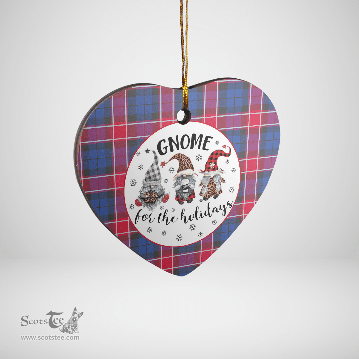 Scottish Graham of Menteith Red Clan Tartan Ceramic Ornament - Gnome Heart Style Scottish Plaid Tartan Plaid