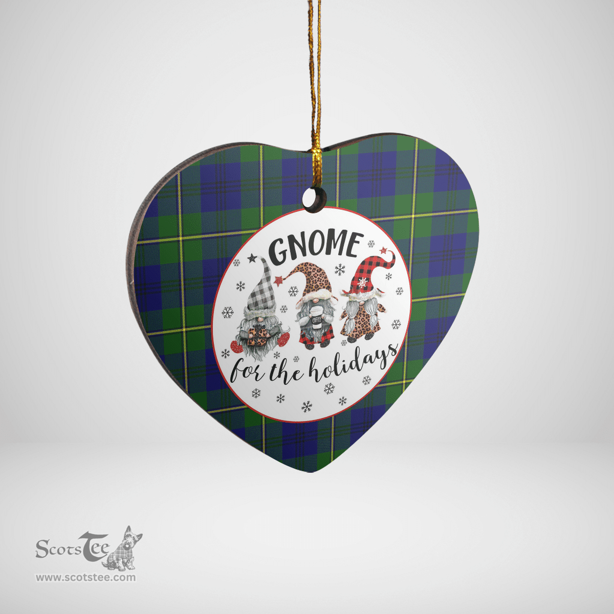 Scottish Johnston Modern Clan Tartan Ceramic Ornament - Gnome Heart Style Scottish Plaid Tartan Plaid