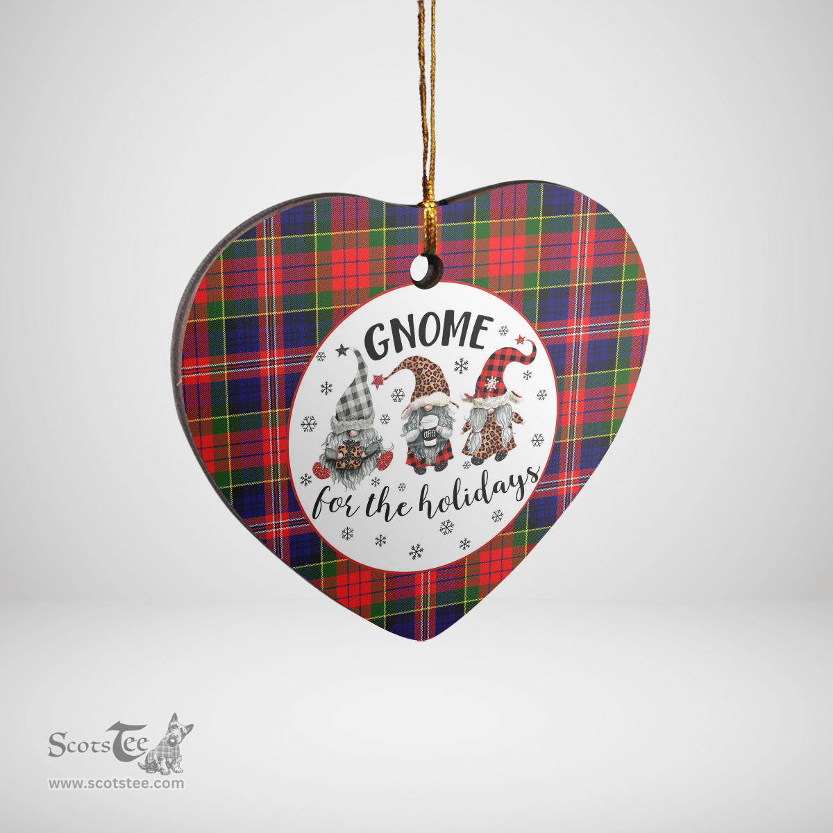 Scottish MacPherson Modern Clan Tartan Ceramic Ornament - Gnome Heart Style Scottish Plaid Tartan Plaid