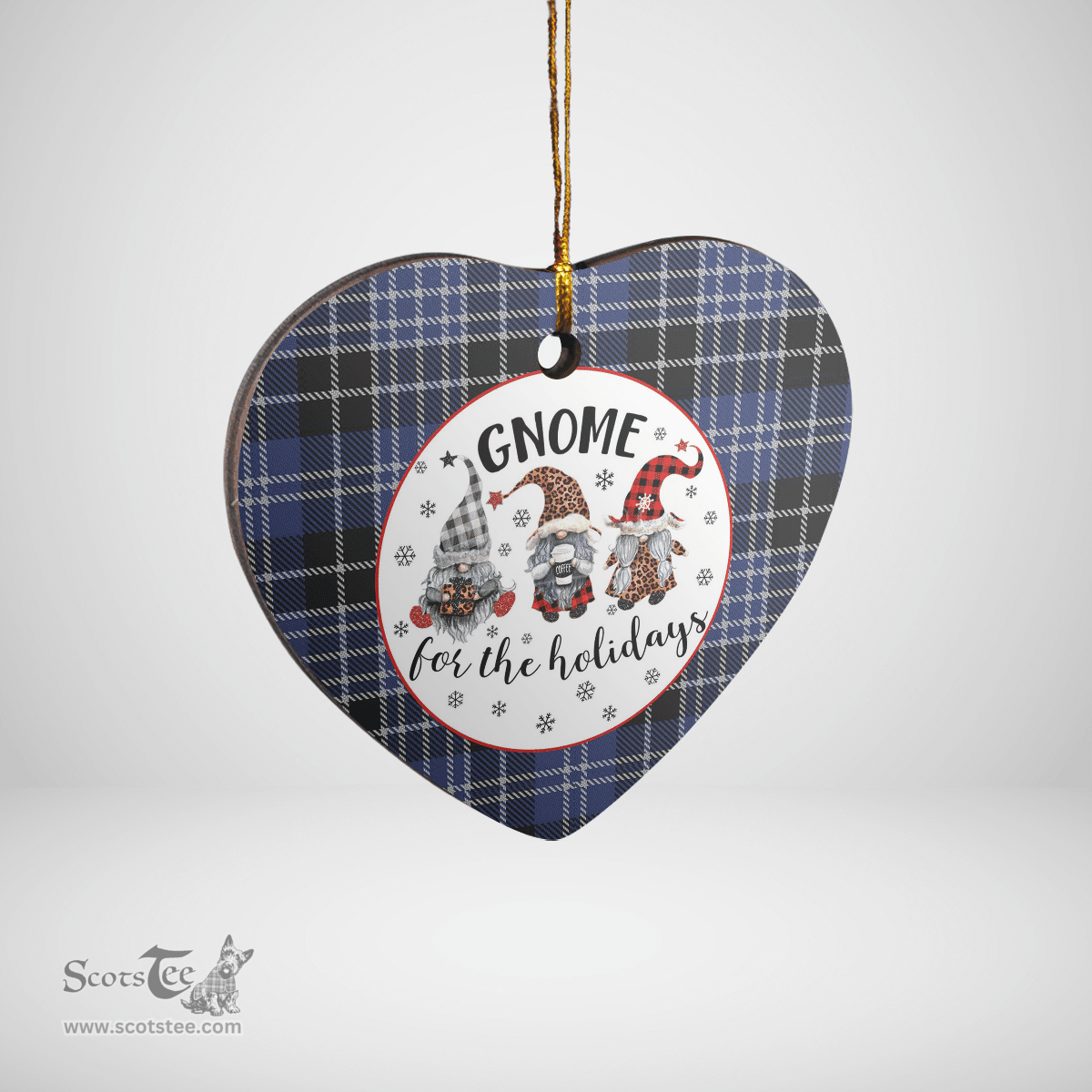 Scottish Clark 1 Clan Tartan Ceramic Ornament - Gnome Heart Style Scottish Plaid Tartan Plaid
