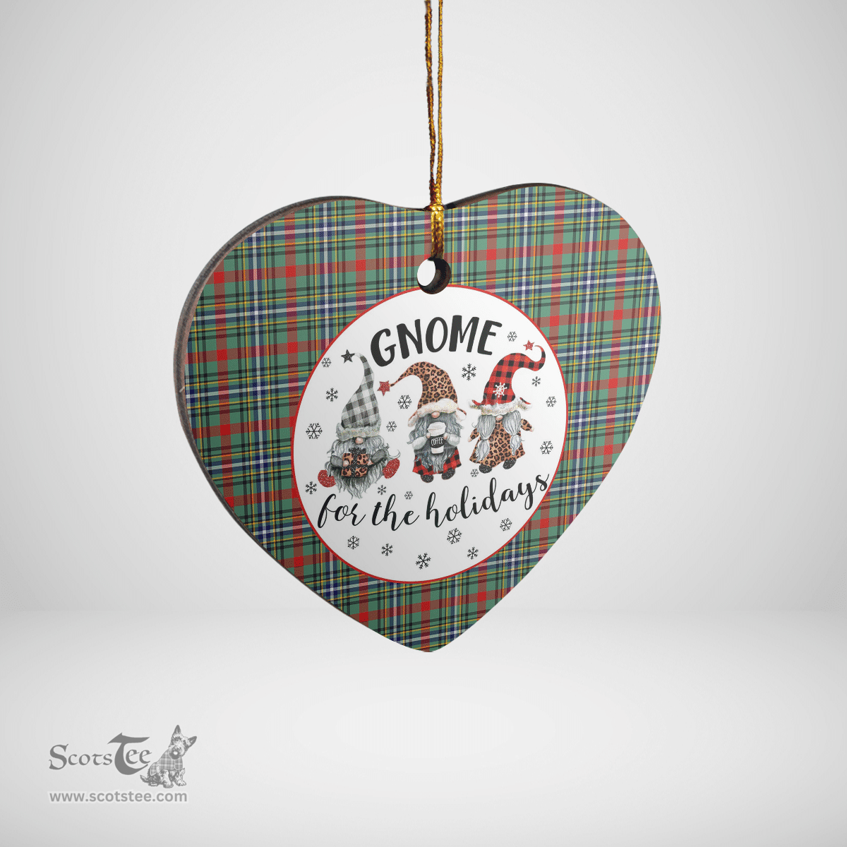 Scottish Bisset 2 Clan Tartan Ceramic Ornament - Gnome Heart Style Scottish Plaid Tartan Plaid