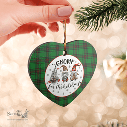 Scottish Halkerston Clan Tartan Ceramic Ornament - Gnome Heart Style Scottish Plaid Tartan Plaid