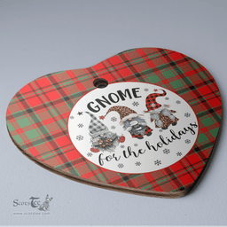 Scottish Macnish Modern Clan Tartan Ceramic Ornament - Gnome Heart Style Scottish Plaid Tartan Plaid
