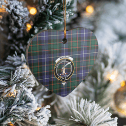 Scottish MacRae Hunting Modern Clan Tartan Ceramic Ornament - Crest Heart Style Scottish Plaid Tartan Plaid