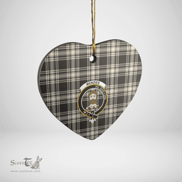 Scottish Menzies Black & White Ancient Clan Tartan Ceramic Ornament - Crest Heart Style Scottish Plaid Tartan Plaid