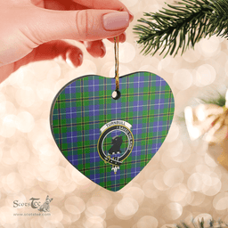 Scottish Turnbull Hunting Clan Tartan Ceramic Ornament - Crest Heart Style Scottish Plaid Tartan Plaid
