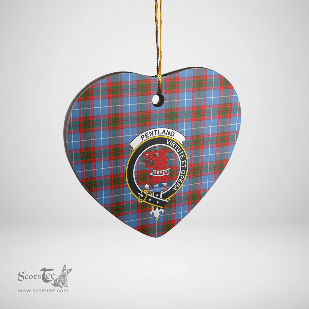 Scottish Pentland (Edinburgh) Clan Tartan Ceramic Ornament - Crest Heart Style Scottish Plaid Tartan Plaid