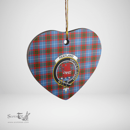 Scottish Pentland (Edinburgh) Clan Tartan Ceramic Ornament - Crest Heart Style Scottish Plaid Tartan Plaid