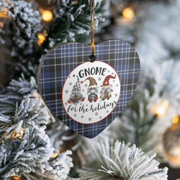 Scottish Clark 1 Clan Tartan Ceramic Ornament - Gnome Heart Style Scottish Plaid Tartan Plaid
