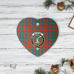 Scottish Matheson Ancient Clan Tartan Ceramic Ornament - Crest Heart Style Scottish Plaid Tartan Plaid