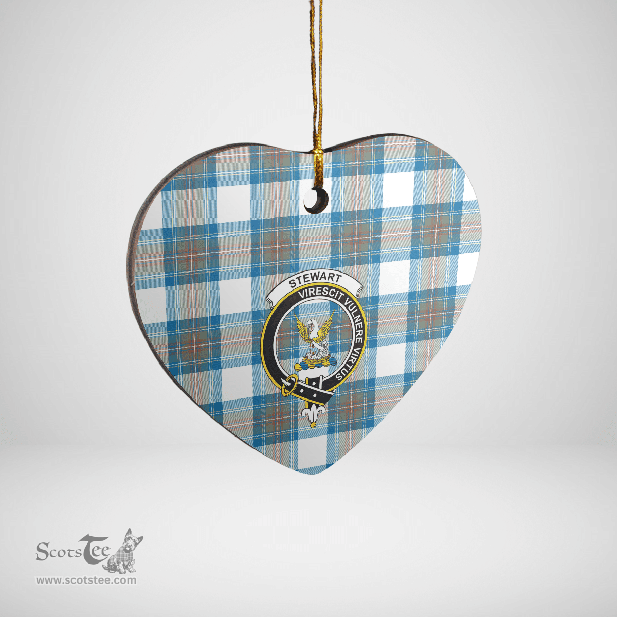 Scottish Stewart Muted Blue Clan Tartan Ceramic Ornament - Crest Heart Style Scottish Plaid Tartan Plaid