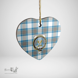 Scottish Stewart Muted Blue Clan Tartan Ceramic Ornament - Crest Heart Style Scottish Plaid Tartan Plaid