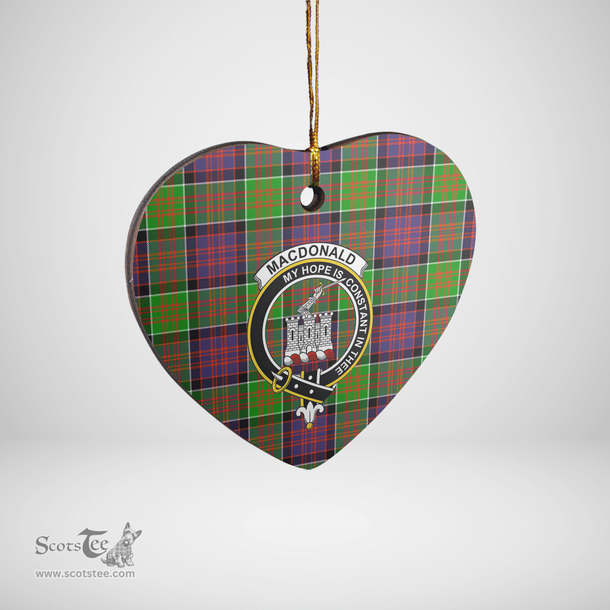 Scottish MacDonald of Clanranald Clan Tartan Ceramic Ornament - Crest Heart Style Scottish Plaid Tartan Plaid