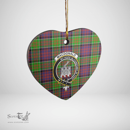 Scottish MacDonald of Clanranald Clan Tartan Ceramic Ornament - Crest Heart Style Scottish Plaid Tartan Plaid