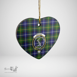 Scottish MacNeil of Barra Modern Clan Tartan Ceramic Ornament - Crest Heart Style Scottish Plaid Tartan Plaid