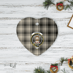 Scottish Menzies Black & White Ancient Clan Tartan Ceramic Ornament - Crest Heart Style Scottish Plaid Tartan Plaid