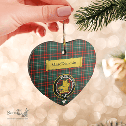 Scottish MacDiarmid Modern Clan Tartan Ceramic Ornament - Crest Heart Style Scottish Plaid Tartan Plaid