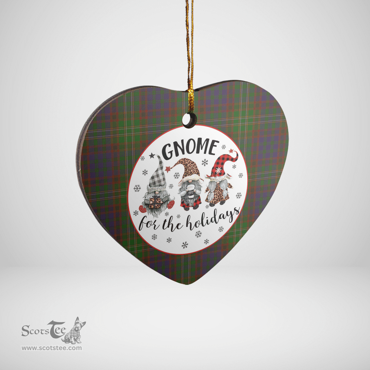 Scottish Cunningham Hunting Modern Clan Tartan Ceramic Ornament - Gnome Heart Style Scottish Plaid Tartan Plaid