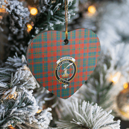 Scottish Matheson Ancient Clan Tartan Ceramic Ornament - Crest Heart Style Scottish Plaid Tartan Plaid