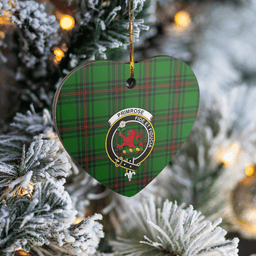 Scottish Primrose (Fife) Clan Tartan Ceramic Ornament - Crest Heart Style Scottish Plaid Tartan Plaid