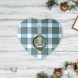 Scottish Stewart Muted Blue Clan Tartan Ceramic Ornament - Crest Heart Style Scottish Plaid Tartan Plaid