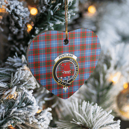 Scottish Pentland (Edinburgh) Clan Tartan Ceramic Ornament - Crest Heart Style Scottish Plaid Tartan Plaid