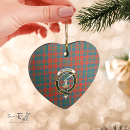 Scottish Matheson Ancient Clan Tartan Ceramic Ornament - Crest Heart Style Scottish Plaid Tartan Plaid