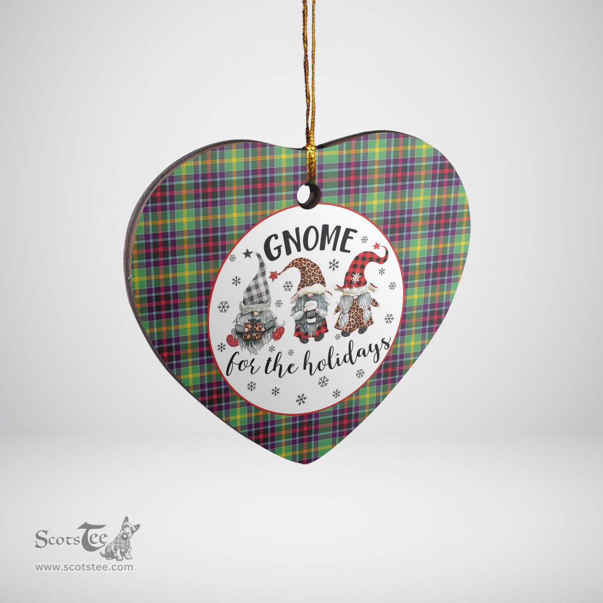 Scottish Clephane Clan Tartan Ceramic Ornament - Gnome Heart Style Scottish Plaid Tartan Plaid
