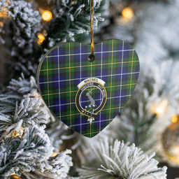 Scottish MacNeil of Barra Modern Clan Tartan Ceramic Ornament - Crest Heart Style Scottish Plaid Tartan Plaid