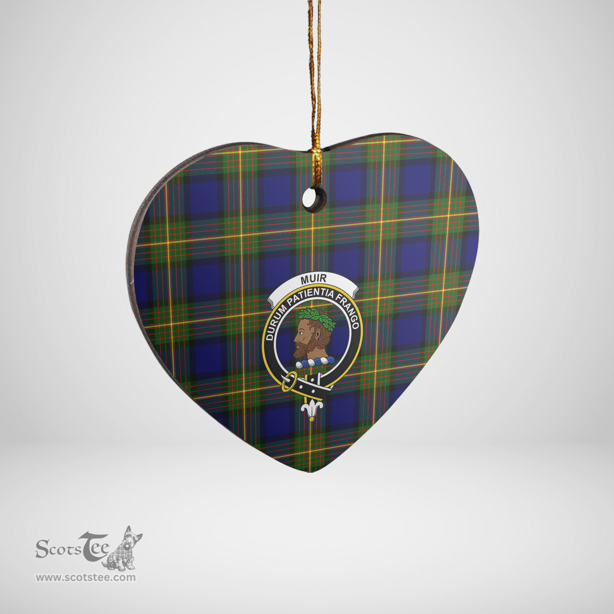 Scottish Muir Clan Tartan Ceramic Ornament - Crest Heart Style Scottish Plaid Tartan Plaid