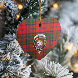 Scottish Stewart of Appin Modern Clan Tartan Ceramic Ornament - Crest Heart Style Scottish Plaid Tartan Plaid